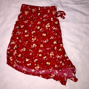 Red floral cute shorts